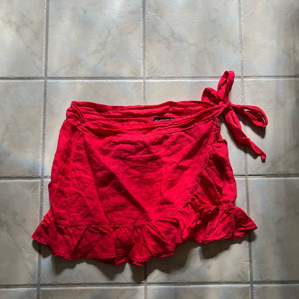 ASOS red linen skirt